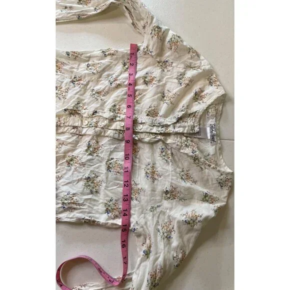 Lucky Brand Girls Floral Button Up Top Size XL (16) Bell Sleeves Ruffles Dainty - Picture 7 of 12